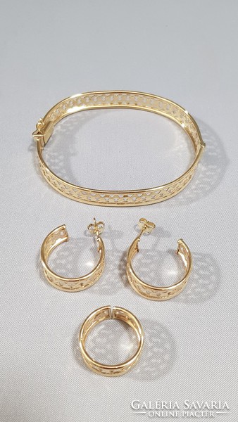14K gold earrings, bracelet and ring set 25.56 g