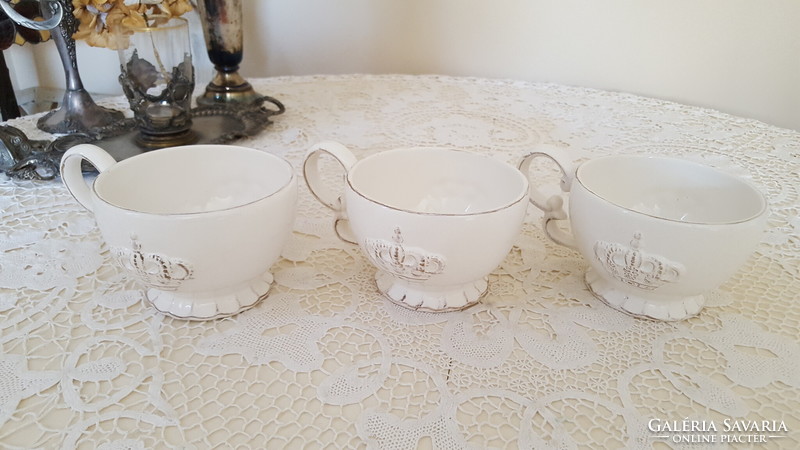 Large antique ceramic mug with crown, 3 cups.
