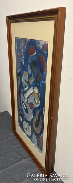 Miklós Németh (1934-2012) face in blue (oil on cardboard) /invoice provided/