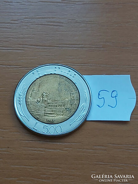 Italy 500 lira 1983, bimetal 59.