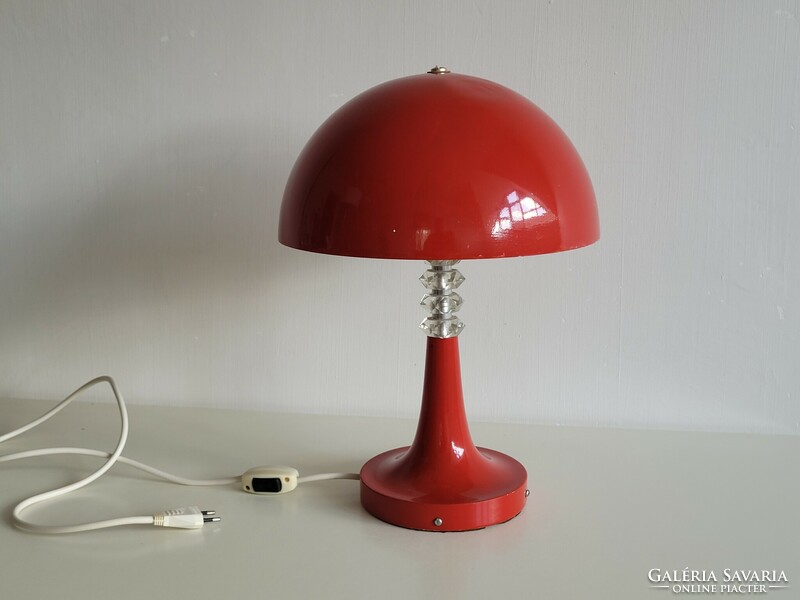 Retro two-bulb metal-molded large mushroom lamp, mid-century table lamp