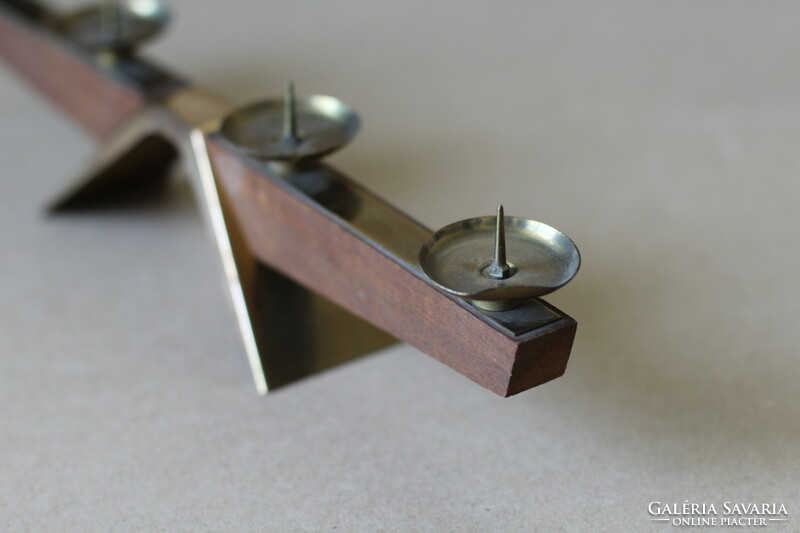 Retro wooden metal candle holder