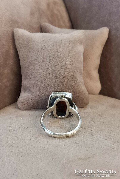 Ezüst Gyűrű Lengyel Borostyánnal