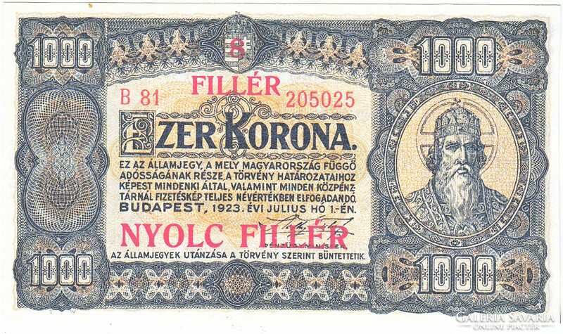 Magyarország 1000 korona 8 fillér REPLIKA 1923