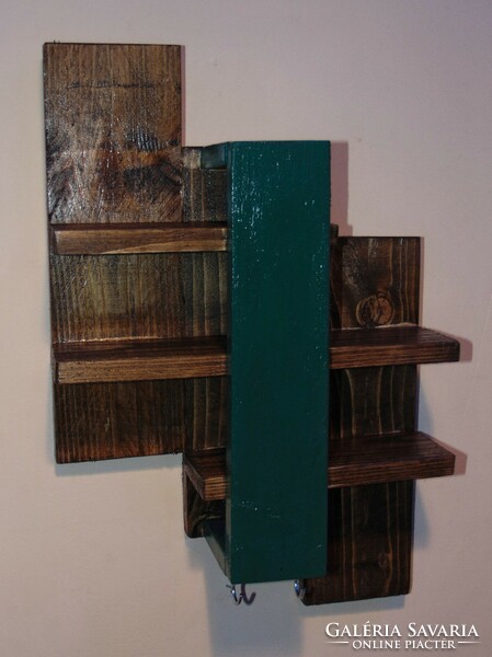 3-part wooden shelf with hangers