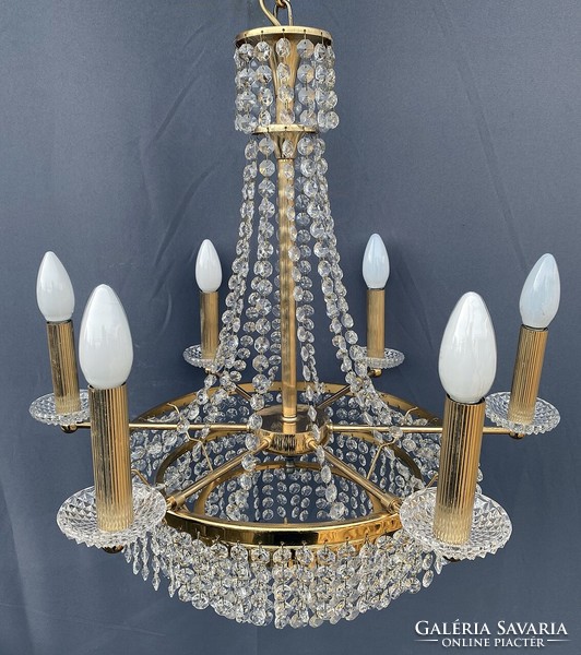 6-branch crystal chandelier.