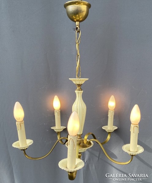 Gilded majolica chandelier.
