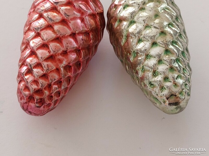 Old glass Christmas tree decoration cone glass decoration 2 pcs