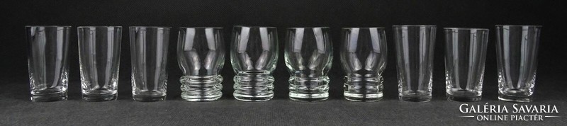 1O076 old glass stamped glasses 6 + 4 pieces