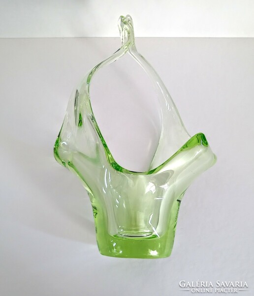 Jan beranek Czech uranium glass basket 13x20cm