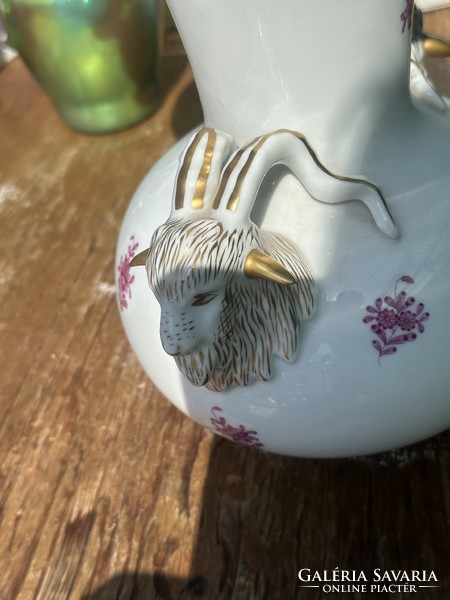 Herend porcelain Appony pattern vase with a ram's head