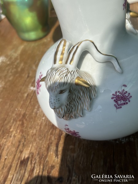 Herendi porcelán Apponyi mintás kos fejes váza