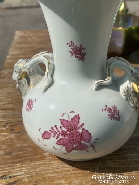 Herend porcelain Appony pattern vase with a ram's head