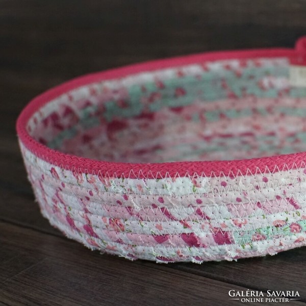 Sewn rope basket - storage bowl (fuchsia)