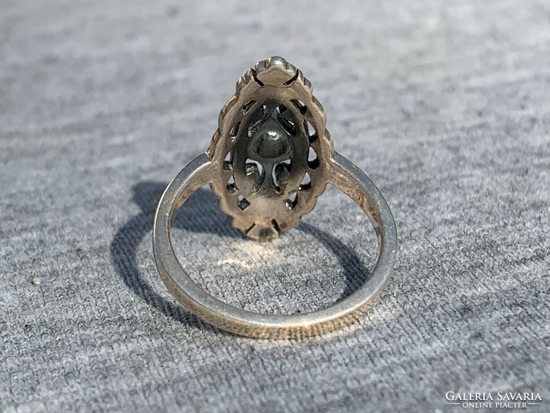 Women's silver ring with marcasite stones