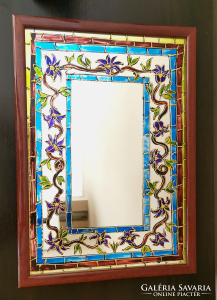 Hand painted floral mirror
