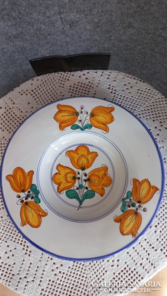 Habán hand-painted wall plate, signed, height: 4 cm, diameter: 23.5 cm, flawless