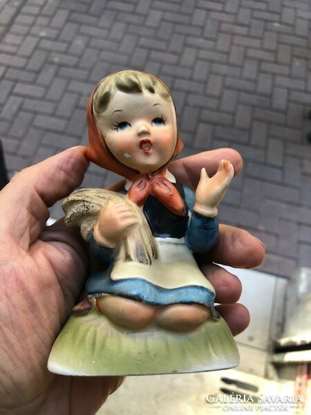 Antique German porcelain girl statue, height 10 cm.