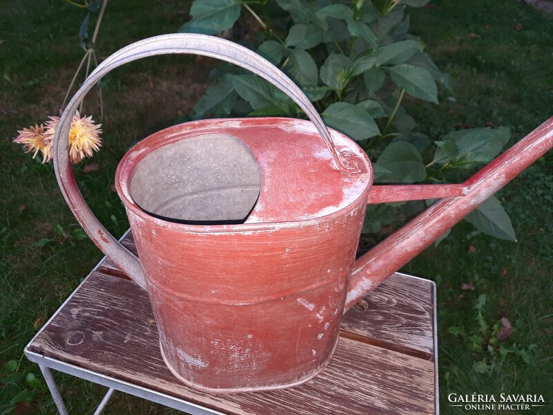 Found an antique tin watering can in used condition - more like a decoration