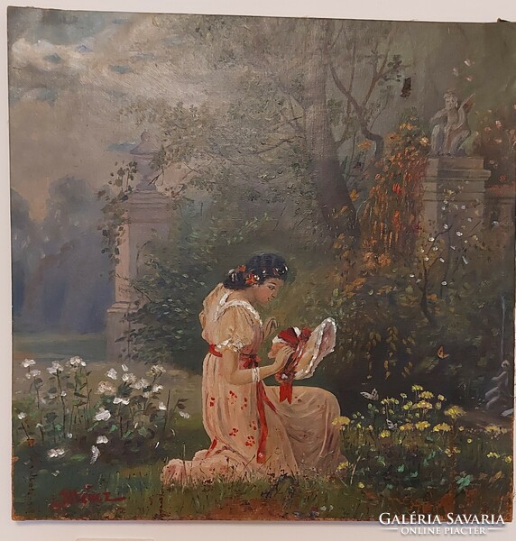 Lipót Illencz (1882-1950) painter, graphic artist. Oil technique, without frame.