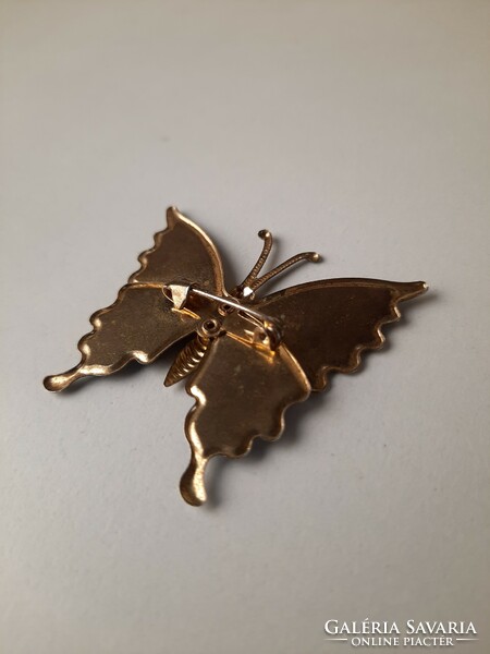 Vintage fire enamel butterfly pin, brooch, trinket
