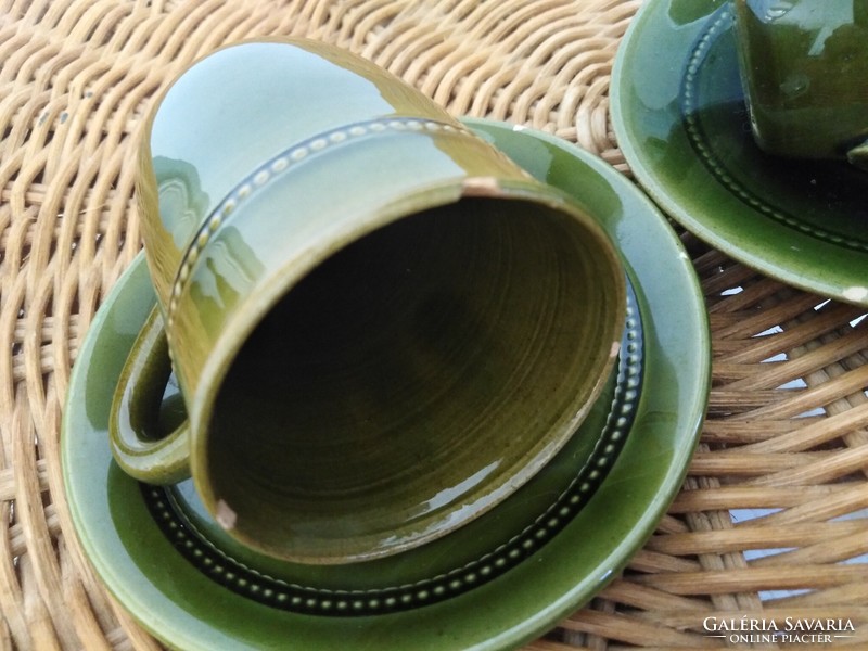 Handcrafted ceramic coffee - olive green / 2 person