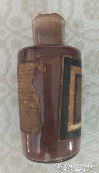 Pair of antique French pharmacy bottles, broken glass for storing two bottles of medicine