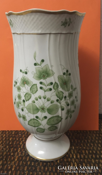 Hollóházi váza - Zöld mintás