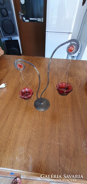 Candle holder, decoration, metal and glass