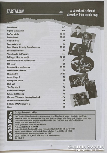 Rockinform magazin 96/11 Tankcsapda Replika Neil Young Scampolo Cannibal Corpse Immolation Pro-Pain