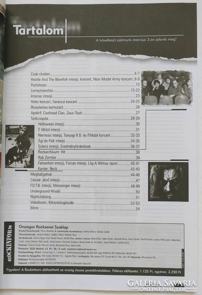 Rockinform magazin 99/2 Tankcsapda Beck Hootie Blowfish Model Army Def Leppard Portishead Hobo