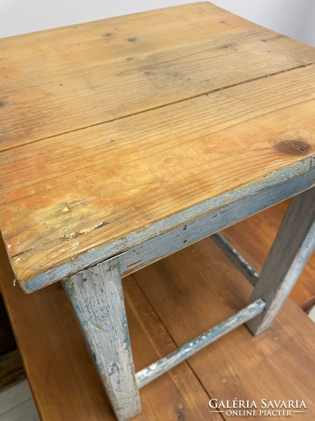 Old folk wooden hokedli, mid-20th century, seat with storage, fold-up sheet, piece with patina, renovated