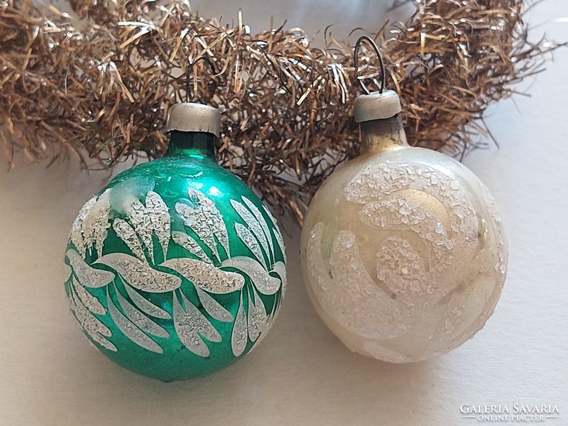 Old glass Christmas tree ornament mini sphere glass ornament 2 pcs