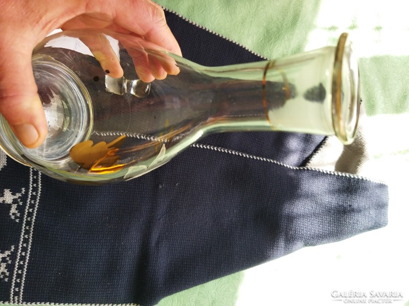 Festett boros üveg becsiszolt dugóval régi
