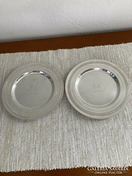 2 small silver plates