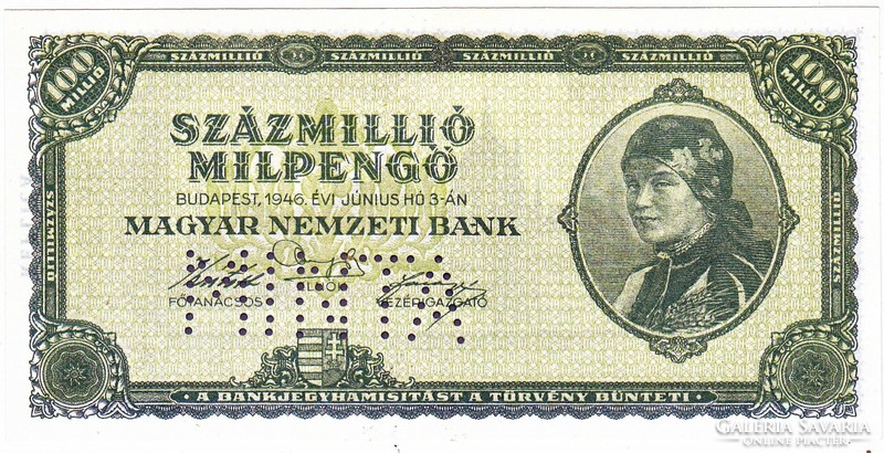Magyarország 100000000 Milpengő REPLIKA MINTA 1946
