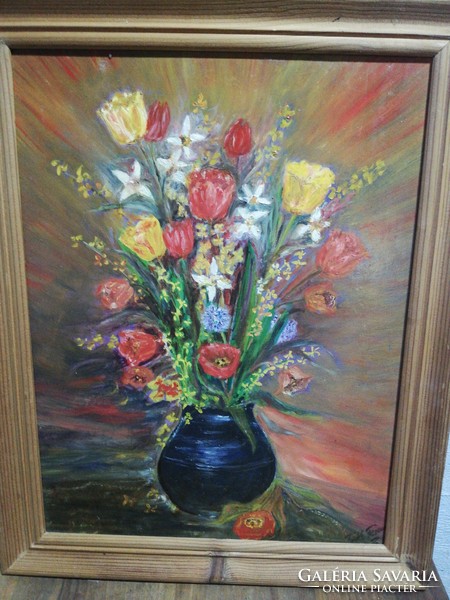 Tulipáncsokor, csendélet