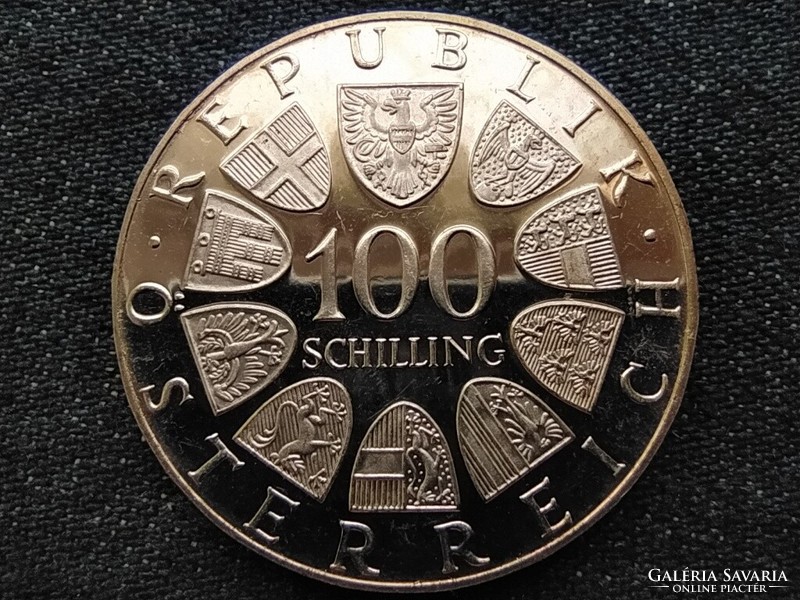 Ausztria 200 éves a Burgtheater .640 ezüst 100 Schilling 1976 PP (id9071)