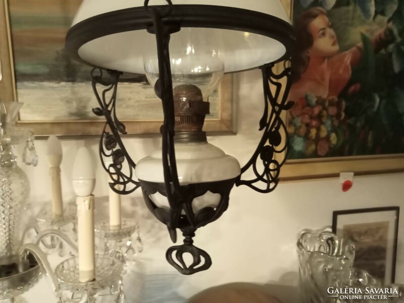 Original antique Art Nouveau chandelier lamp renovated