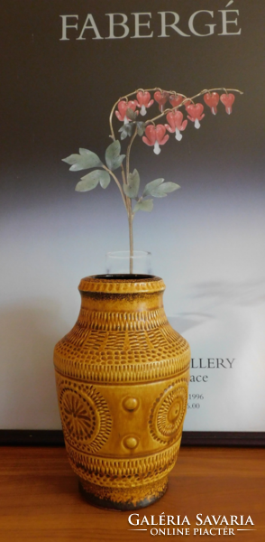 Scheurich mid century mézbarna kerámia váza 25.5 cm és tál 25 cm