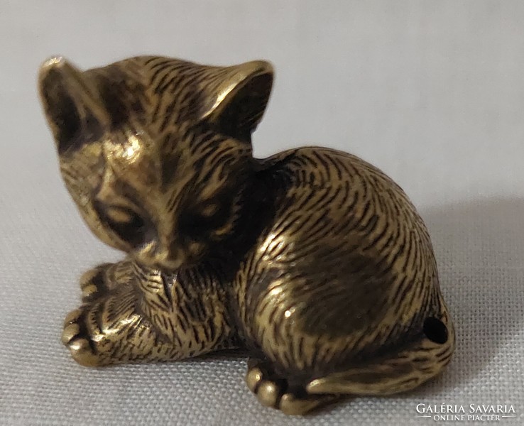 Miniature brass cat figure