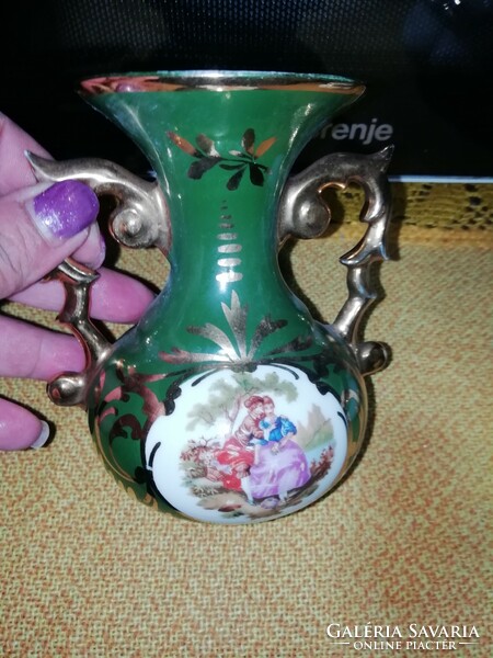 Barokk kézzel festett, jelzett porcelán váza hibátlan állapotban
