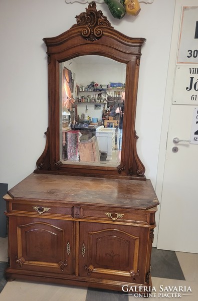 Antique Viennese baroque mirror + chest of drawers