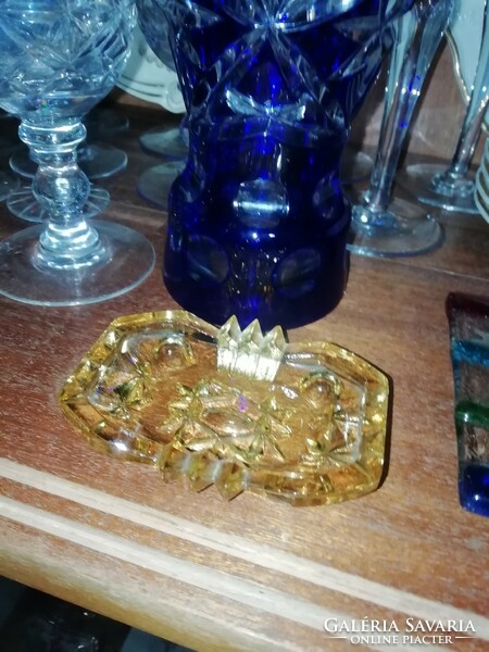 Antique crystal amber ashtray in perfect condition