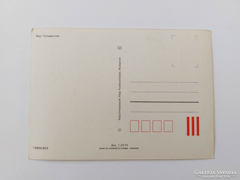 Régi újévi képeslap 1980 rajzos levelezőlap fánk