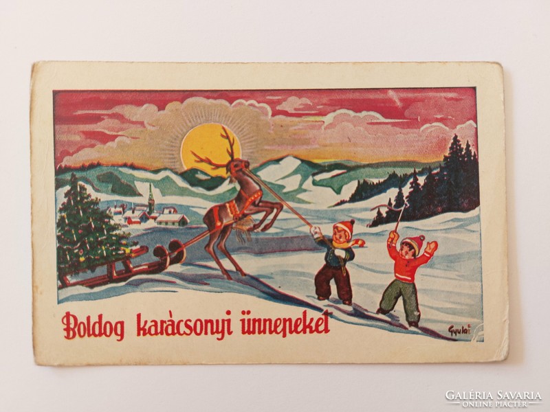 Old Christmas postcard 1940 picture postcard from Gyula