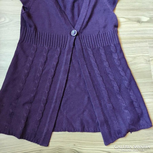 Purple l short-sleeved knitted cardigan