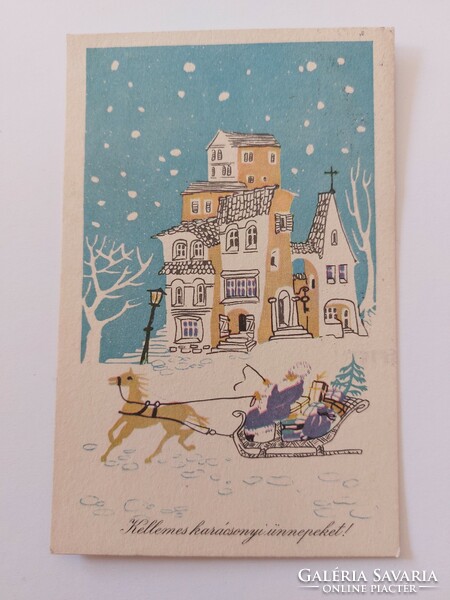 Régi karácsonyi képeslap 1968 rajzos levelezőlap Mikulás