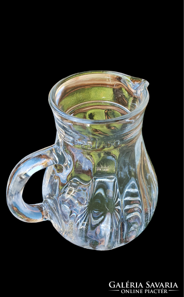 Old, small, polished glass jug. 10.5 cm high.