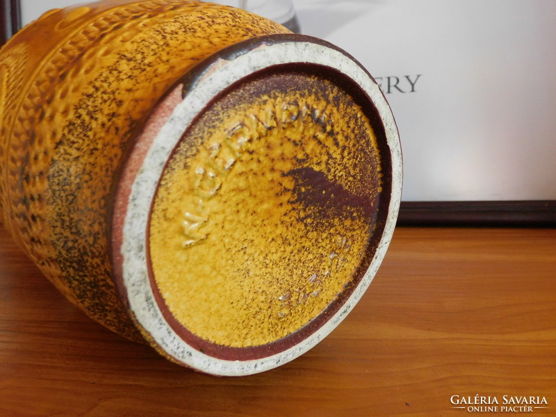 Scheurich mid century honey brown ceramic vase 25.5 cm and bowl 25 cm